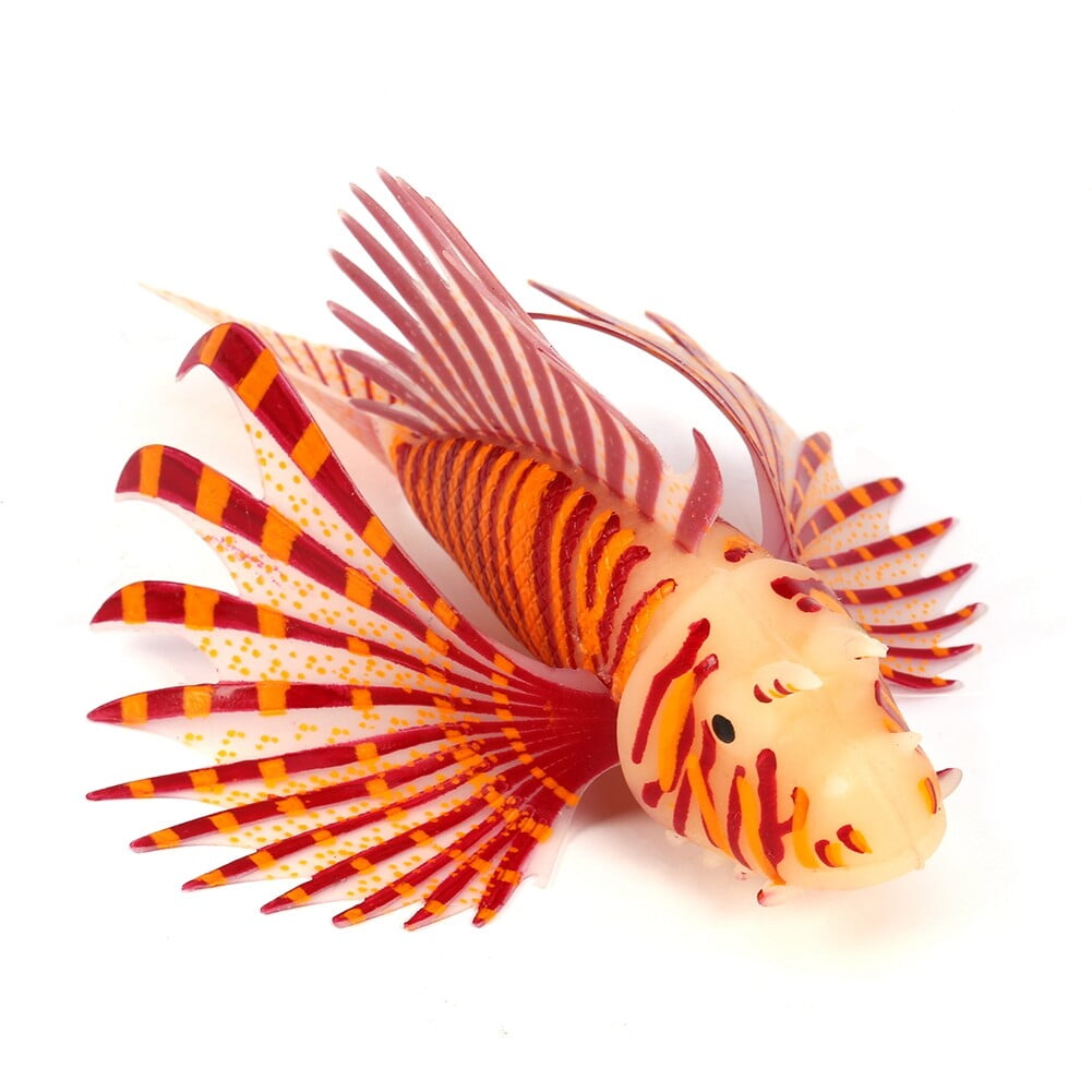 11.5x7.5x3cm Vibrant Fluorescence Fish Aquarium Ornaments, Modeling  Fluorescence Lion Fish Aquarium Ornaments, Silicone Plastic for Fish Tank Aquarium