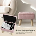 thumbnail image 4 of Storage Ottoman, Small Foot Stool Ottoman with Storage, Boucle Teddy Velvet Foot Rest with Padded Seat, Sturdy Wood Legs Stool for Living Room, Bedroom, Couch, Enterway (Pink), 4 of 14