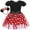 A193-Red, variant on AoDai A little girl in a red polka-dot puff-sleeved dress with a bow hairband, suitable for baby and toddler birthday parties and role-playing costumes