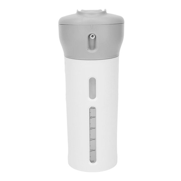 Dispensador de viaje 4 en 1, portátil, recargable y a prueba de fugas, con adhesivo para perfume, champú y acondicionador, color gris.
