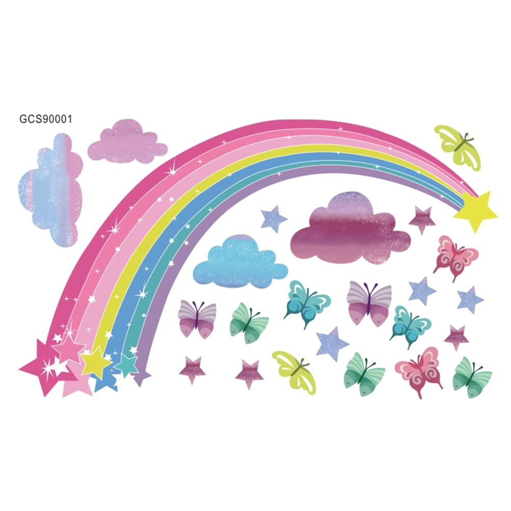 1Set of PVC Wall Sticker Cartoon Rainbow Pattern Graffiti Decal Kids