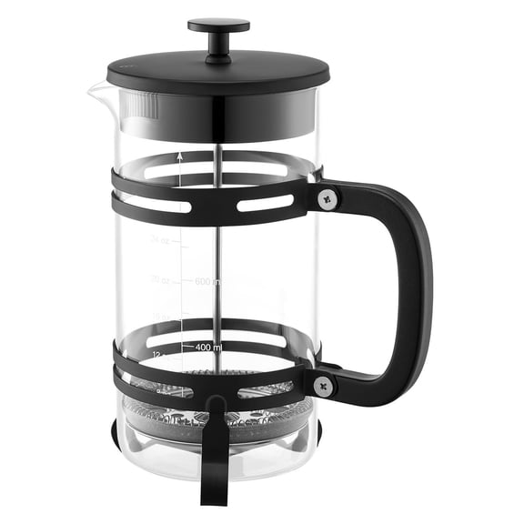 34 oz French Press, Borosilicate Glass, Stainless Steel Filter, Cold Brew Tea/Coffee, for Camping Home, Silver