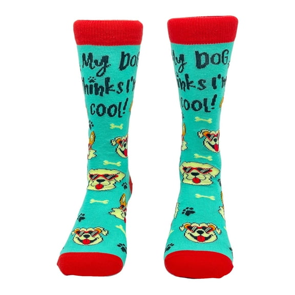 Women's My Dog Thinks I'm Cool Socks Funny Pet Lover Novelty Cute Graphic