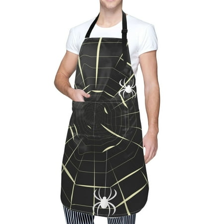 

Cauagu Spiders On The Web Aprons with Pockets Waterproof Apron for Women Kitchen Cooking Apron Adjustable Bib Aprons Chef Apron for Cooking Drawing Crafting