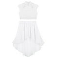 thumbnail image 5 of iiniim Kids Girls Lyrical Dress Rhinestone Crop Top with Asymmetric Skirt Skating Dancewear White 8, 5 of 7