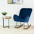 thumbnail image 3 of Severn Mid-Century Modern  Tight Back Velvet Rocking Chair  in Blue, 3 of 9
