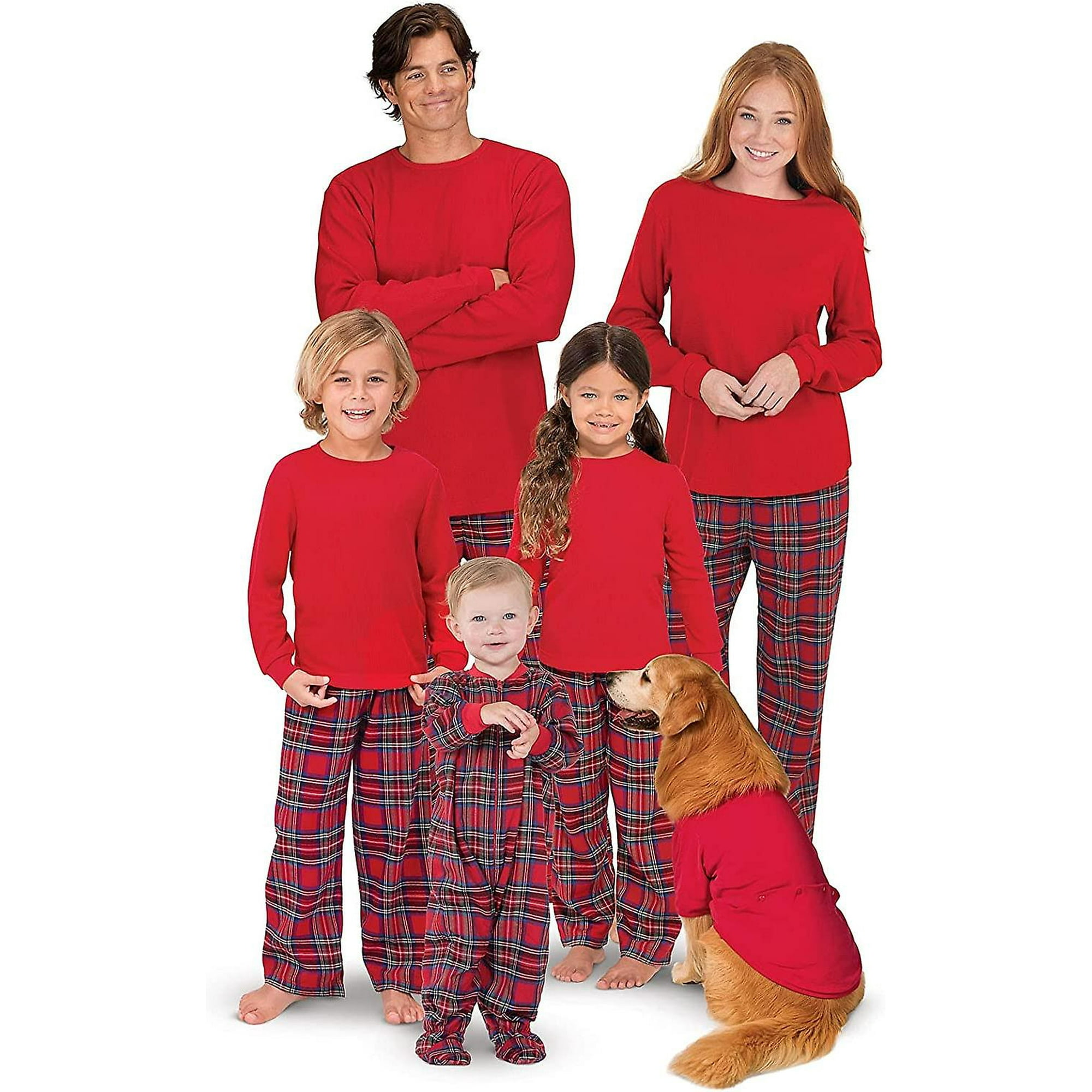 Jhcug Red Flannel Stewart Plaid Matching Family Christmas Pajama Set Other