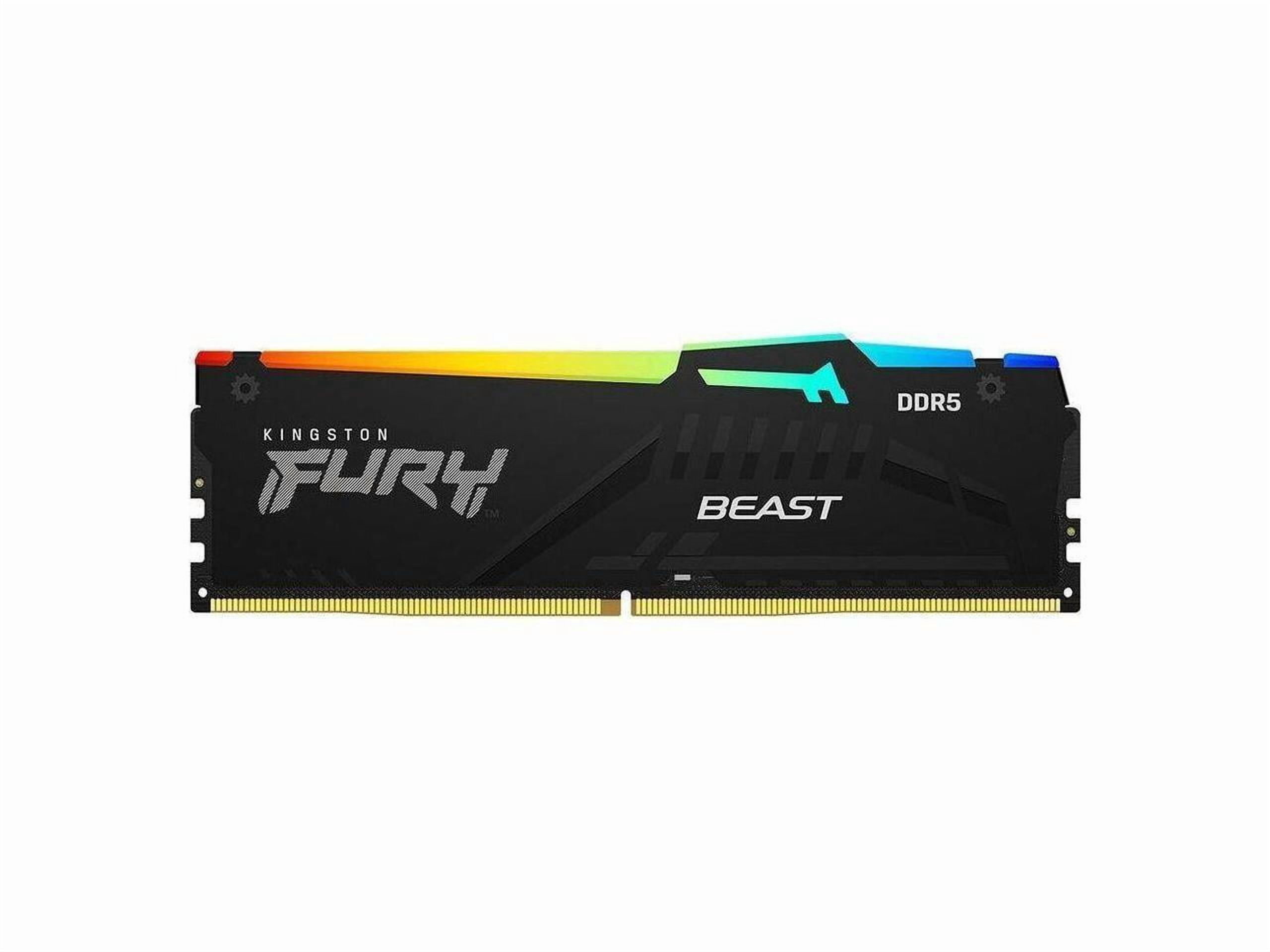 Kingston FURY Beast RAM Module - For Motherboard - 32 GB (1 x 32GB) - RGB - DDR5-6000/PC5-48000 DDR5 SDRAM - 6000 MHz Single-rank Memory - CL36 - 1.35 V - Non-ECC - Unbuffered - 288-pin - DIMM - Lifet