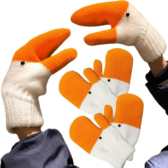2026 New Silly Goose Gloves,Cute Silly Goose Knitted Mittens,Funny Novelty Animal Gloves,Thick And Warm For Women