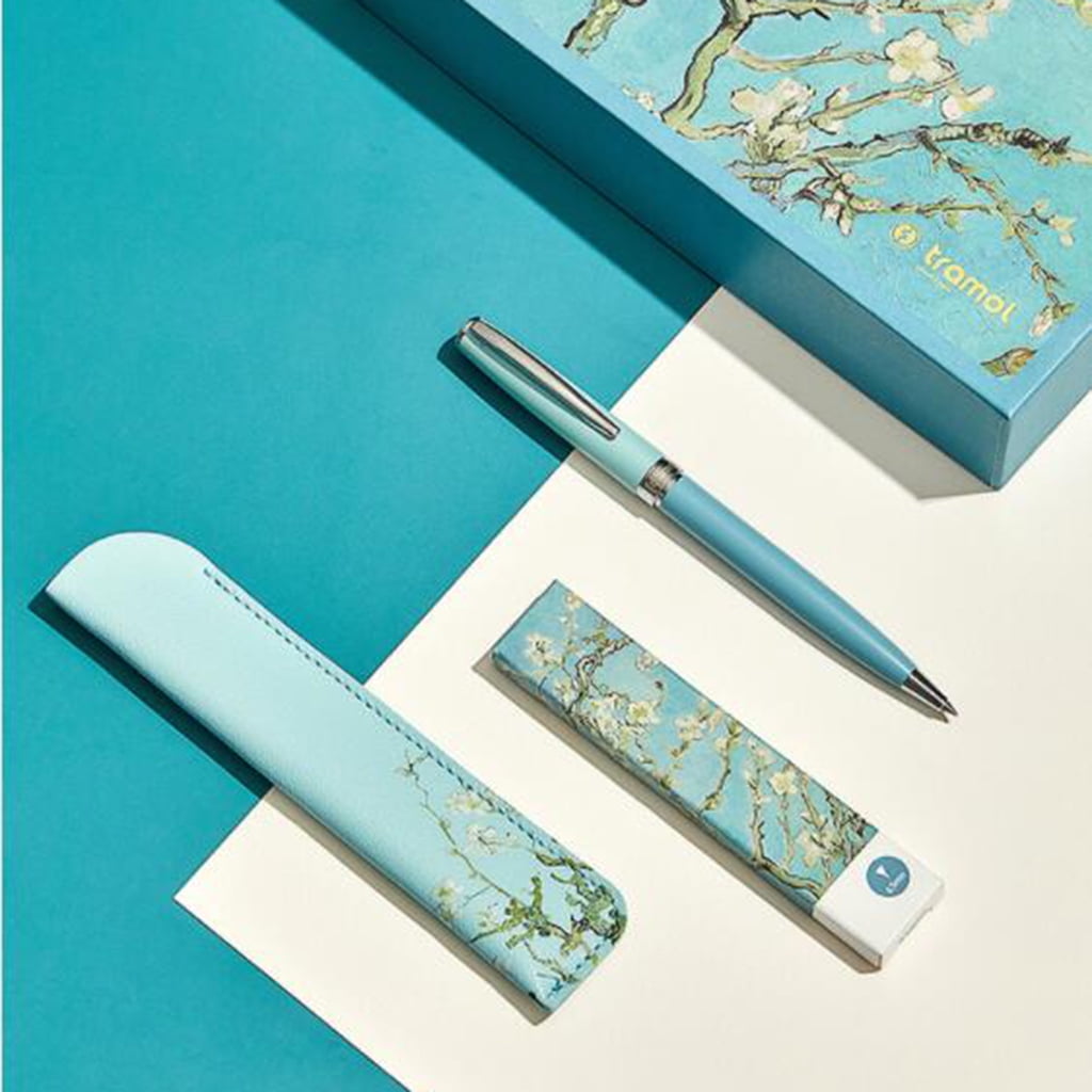 Mini Rotatable Ballpoint Pen PU Pouch Pocket Size Pen 3 Replacement Pen Refills