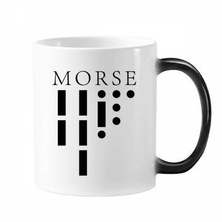 

Morse Code Point-Line Representation Mug Changing Color Cup Morphing Heat Sensitive 12oz