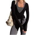 thumbnail image 1 of Wrap Top YOENAESGI Y2k Ballet Pilates para mujer, color negro, 1 of 5