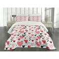 thumbnail image 3 of Ambesonne Valentines Quilted Bedspread Set 3 Pcs, Doodle Heart Designs, King Size, Black Red Pink, 3 of 5
