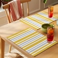 thumbnail image 4 of Yellow Grey Stripe Placemats Set of 8 Farmhouse Minimalist Striped Place Mats Indoor Wipeable Table Mats Washable Cloth Dining Table Placemats for Kitchen Holiday Party Home Decor 13x19 Inch, 4 of 9