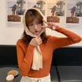 thumbnail image 1 of Pull pour Femmes Automne et Hiver Manches Longues Col Mi-Haut style Coréen slim, 1 of 5