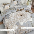 thumbnail image 3 of URBONUR 3 Pieces Gray Floral King Size Comforter Set White Flowers Butterfly Printed Grey Bedding Set Botanical Farmhouse Bedding Comforter Set for All Season, 3 of 8