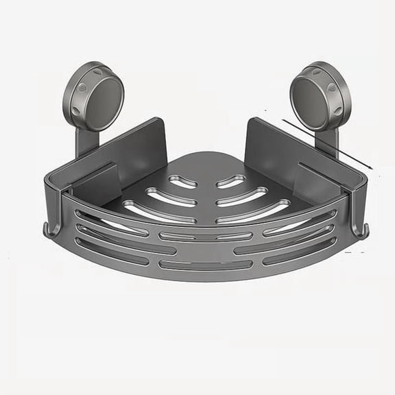 Hyknon Corner Shower Caddy Suction Cup Rustproof Shower Shelf Organizer with Hooks No Drill Large Bathroom Organizers and Storage Rack for Kitchen Bathtub (Grey)