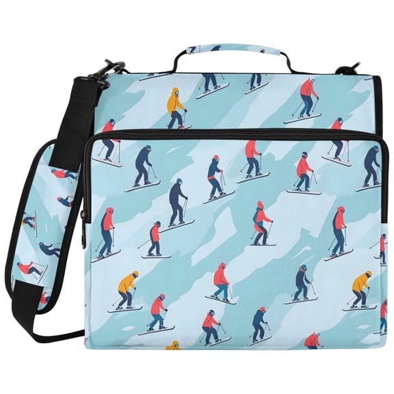 ALAZA Zipper Binder Skating on Winter Pattern 2 inch 3 Ring 500 Sheet Capacity Trapper Keeper File Folder Organizer Bag