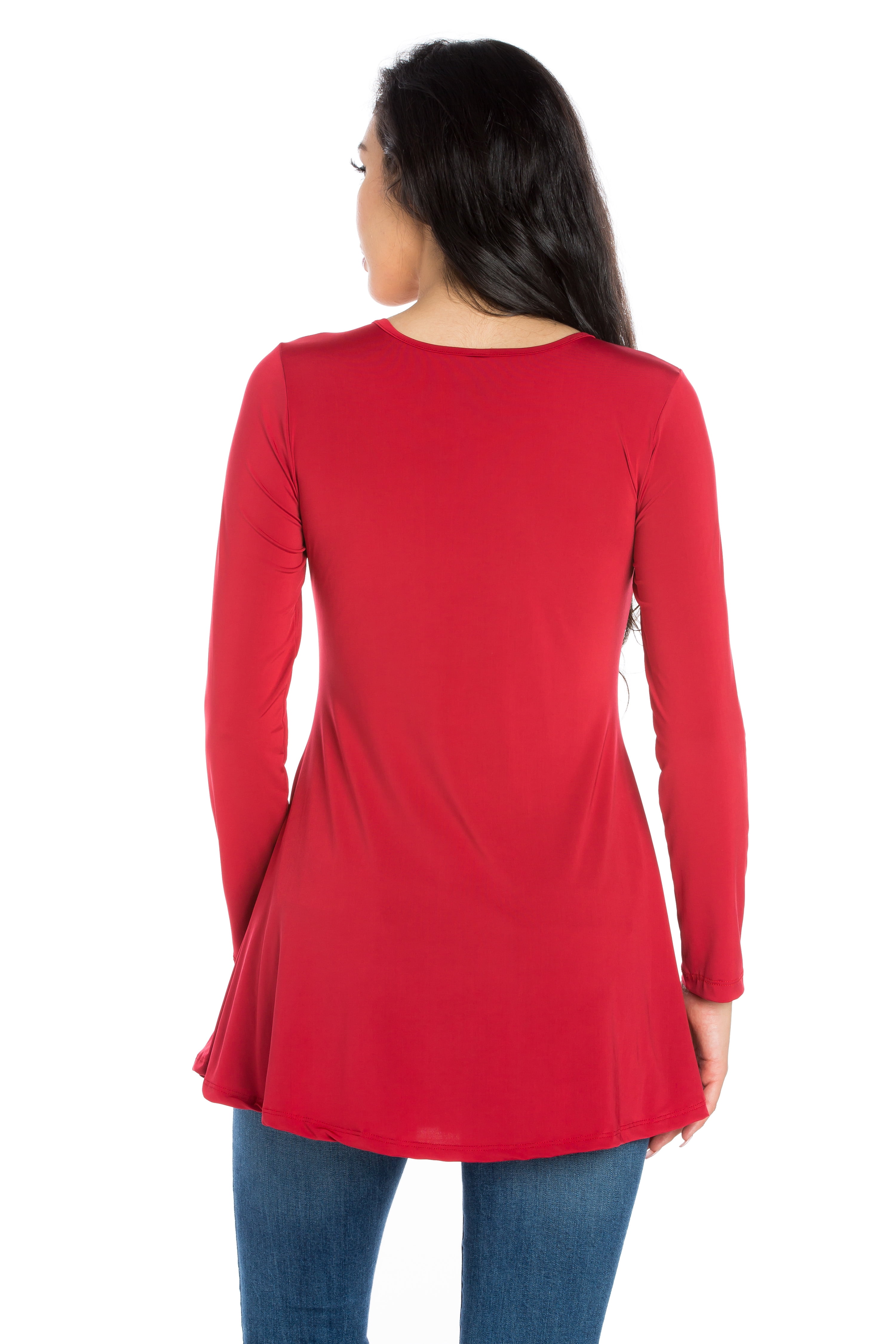 Women's Long Sleeve Three Button Henley Tunic Top
