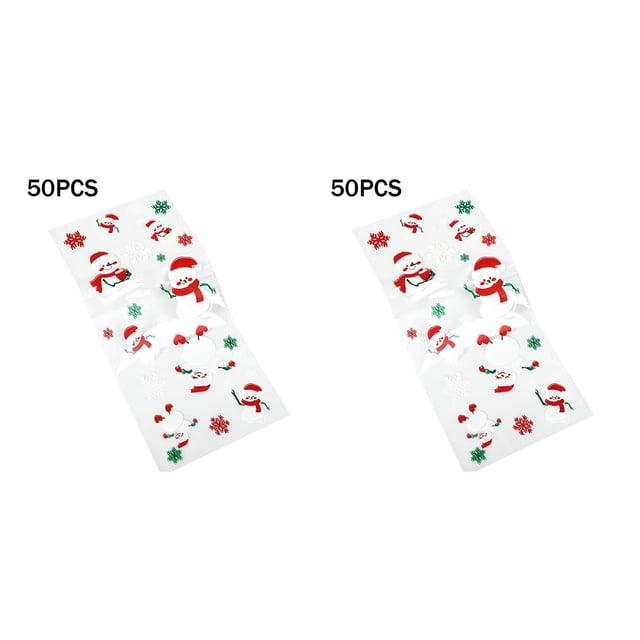 Kearding 50 Uds bolsa de dulces de Navidad bolsa de embalaje de dulces de galletas regalo de fiesta de Navidad multicolor muñeco de nieve de Navidad muñeco de nieve de navidad 2piezas Kearding CBP145563