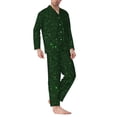 thumbnail image 2 of Kdxio Emerald Green Sparkling Men’s Pajama Set Pajamas For Men 2 Piece PJ Set with Men Pajama Pants and Long Sleeve T-Shirt Lounge Set-Large, 2 of 7