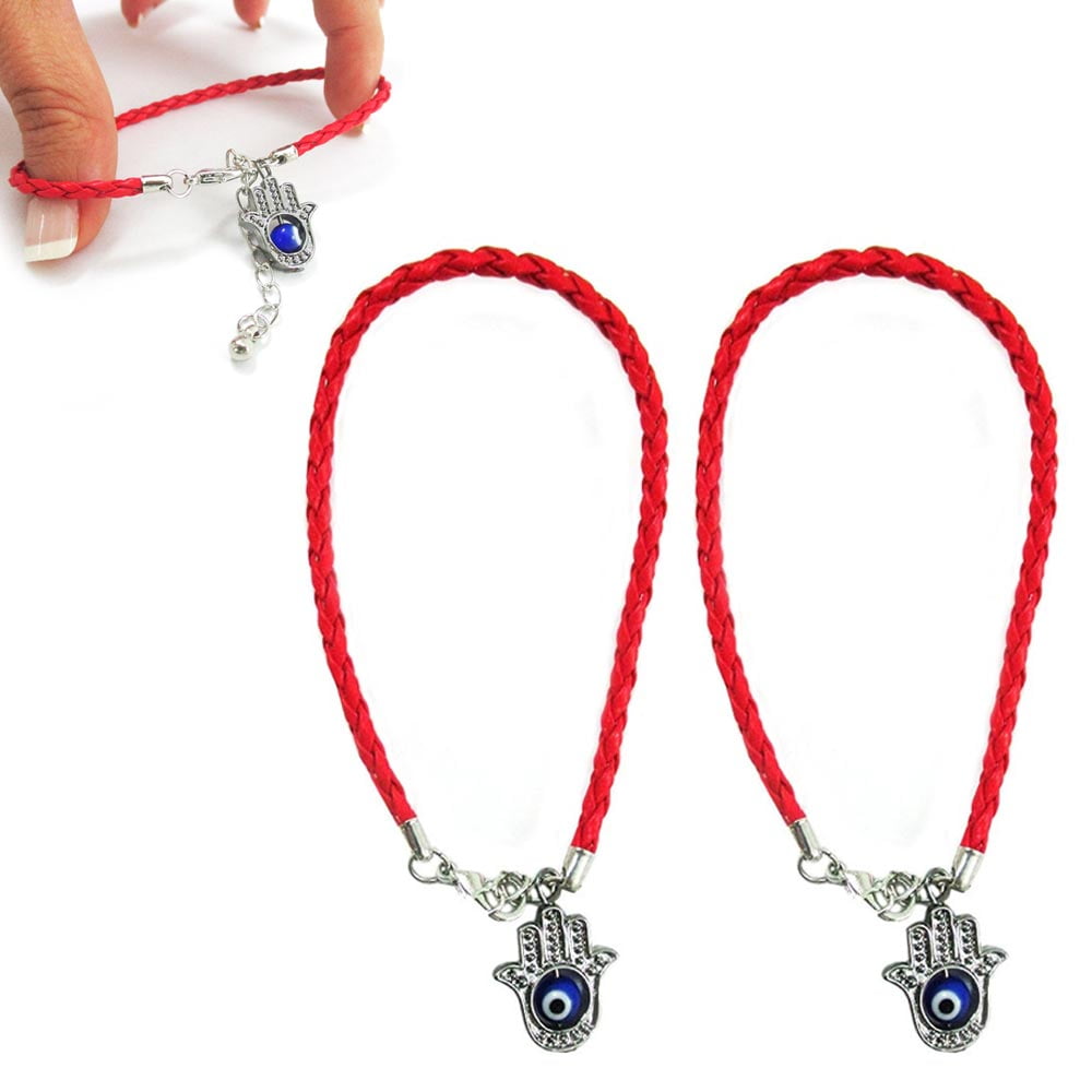Evil Eye 2 Red Kabbalah String Bracelet Good Luck Charm Protection 