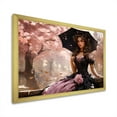 thumbnail image 2 of Designart "Victorian Woman with Umbrella in Pink and Black IV" Fashion Framed Wall Art Decor - Glam Pink Woman Victorian Entryway Framed Wall Art Print, 2 of 6