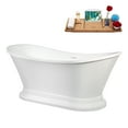 thumbnail image 4 of 60" Streamline B-496-226-PBR Soaking Glossy White Freestanding Tub and Tray With Internal Drain in Polished Brass, 4 of 14