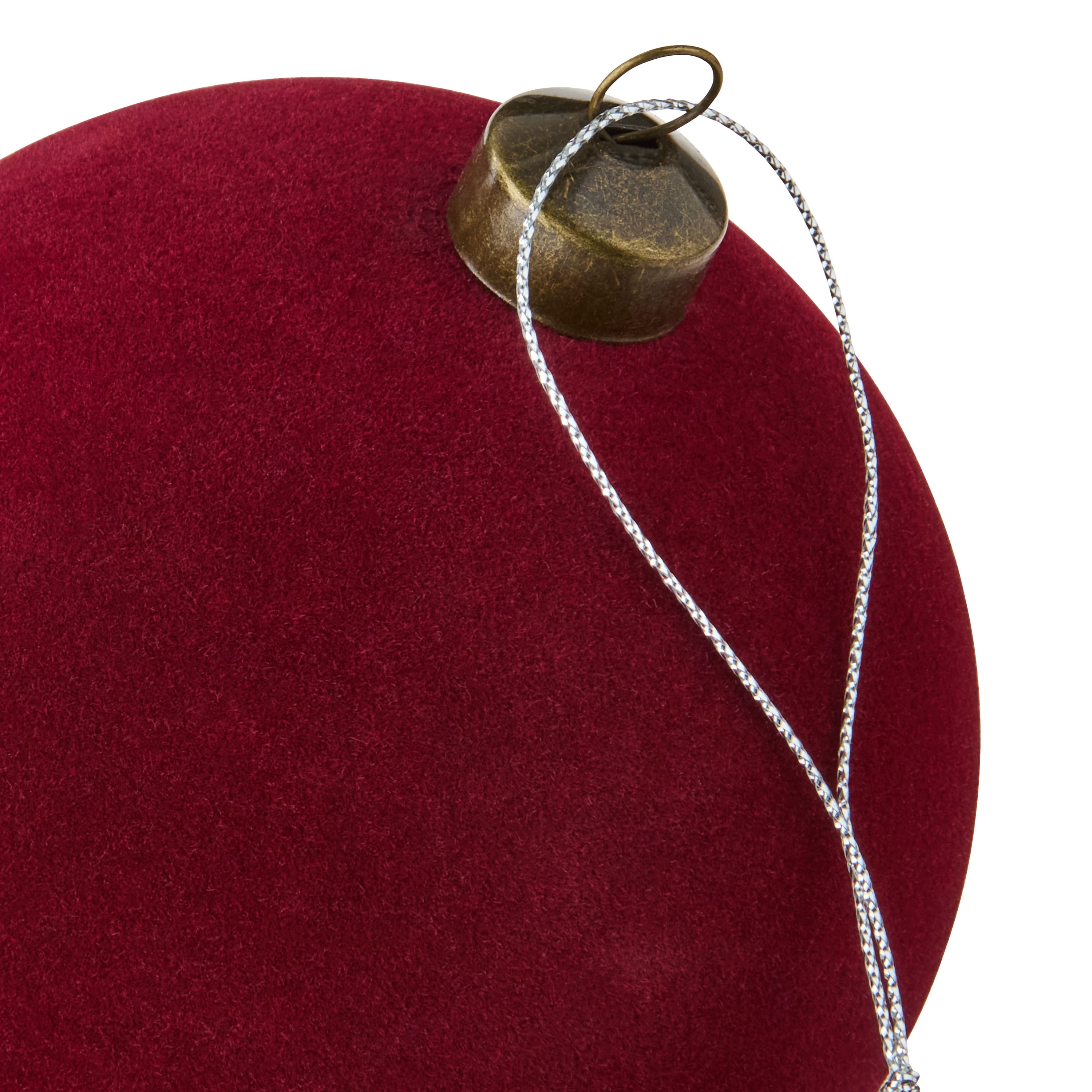 4 Count Dark Red Velvet-Feel Ball Christmas Ornaments, 4.5", by Holiday Time