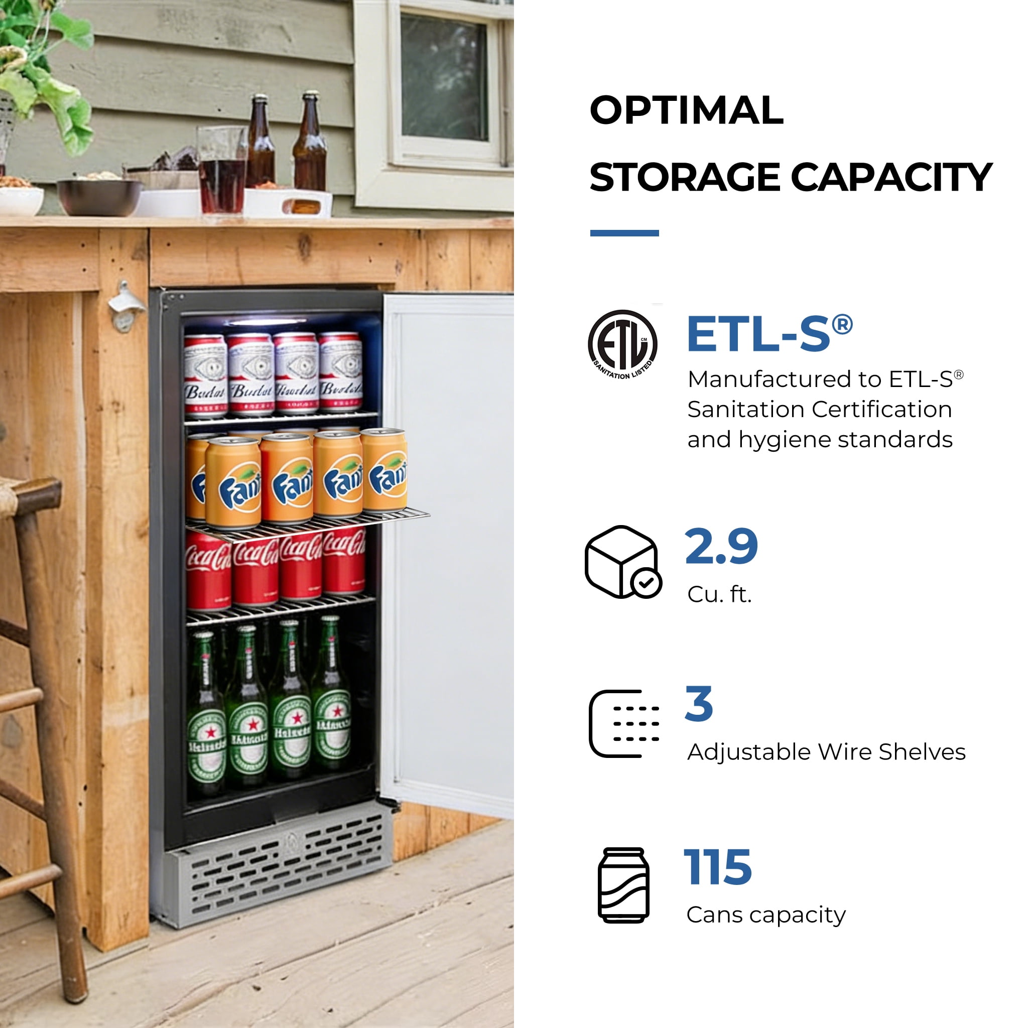 Whynter Stainless Steel Built-in or Freestanding 2.9 Cu ft. Beer Keg Froster Beverage Refrigerator