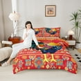 thumbnail image 4 of jejeloiu Boho Style Chicken Queen Comforter Set, Vintage Bohemian Print Bedding Sets,Farm Animal Bedding Comforter Set For Men Women,Microfiber Bedroom Decor Reversible,3 Pieces, 4 of 7