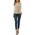 thumbnail image 2 of Chaqueta sin mangas con cremallera Inspire Chic para mujer, chaleco utilitario con bolsillos M color caqui, 2 of 7