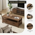 thumbnail image 6 of Farmhouse Coffee Table with Storage, 47" Wood Coffee Table for Living Room, Open Display Area and Storage Drawers with Metal Handles Rectangular Coffee Table, 6 of 7