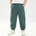 thumbnail image 3 of DJDLJWCJ Boys Cargo Pants 3-13 Multi-Pockets Lightweight School Uniform Pants Elastic Waist Baggy Pants Mint Green Size 8, 3 of 11