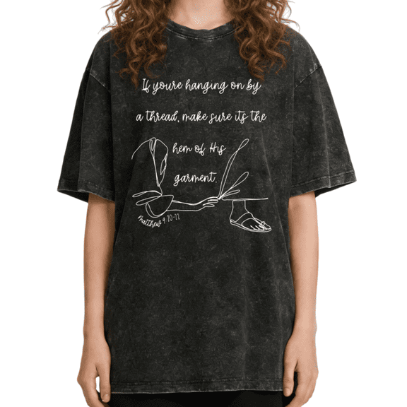 UNISHE Women's "If You're Hanging On By A Thread" Christian Quote Washed T-Shirt Short Sleeve Crewneck Relaxed Fit Tee