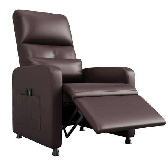 Electric Power Recliner Chair, Adjustable Back PU Leather Single Sofa with USB Port and Side Pockets for Living Room Theater