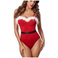 thumbnail image 1 of Gibobby Lencería sexy para dormir Ropa interior de cuero con perspectiva sexy de una pieza, navideñas, de lana, ropa interior íntima para mujer (Rojo, L), 1 of 5