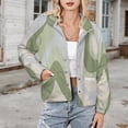 thumbnail image 3 of Jackets for Women Winter Coat Jackets Flannel Stand Collar Jacket(Abstract Green Wavy Pattern Design,Size:S-4XL), 3 of 7