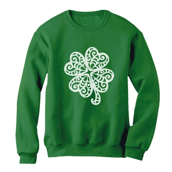 Tstars Womens St Patricks Day Sweatshirt, Lace Clover Print Gift for Her Irish Women Sweatshirt