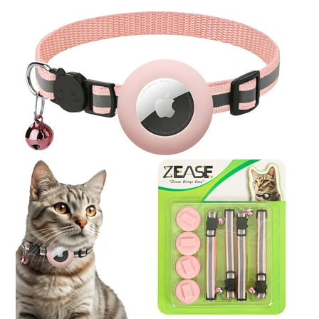 Zease Pack of 8 Break-Away Cat Collar with Airtag Holder, 4 Cat Collars & 4 Airtag Holders