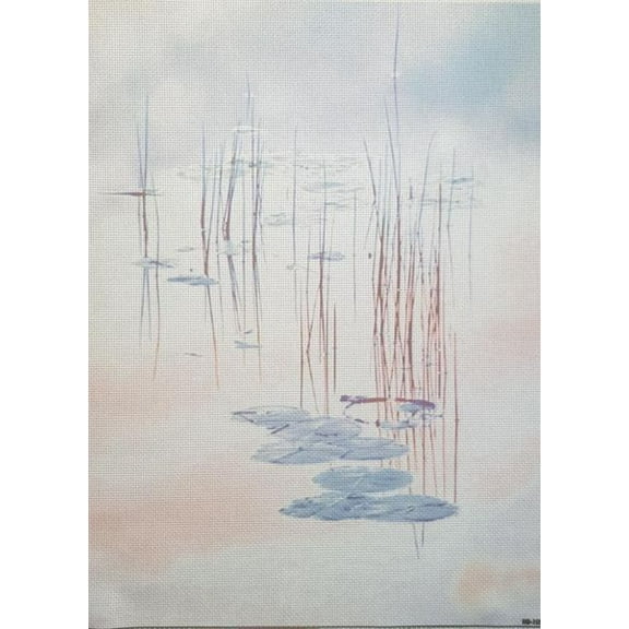 Winter Reflections Designer Printed AIDA Fabric. Canvas for embroidery with an applied background KF-1091A