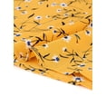 thumbnail image 6 of DARING DIVA V Neck Ruffle Trim Cuff Self Belt Printed Midi Wrap Dress XS Yellow, 6 of 7