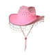 thumbnail image 4 of Sombrero de vaquero occidental para mujer, sombrero de vaquera para club, escenario, actuación, vacaciones. Rosa, 4 of 9