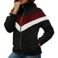 thumbnail image 3 of WREESH Womens Warm Lapel Coat Jacket Zipper Solid Splicing Long Sleeve Blouse Tops, 3 of 8