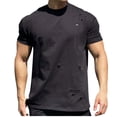 thumbnail image 1 of Mefallenssiah Hauts pour Hommes, Liquidation Mode Décontractée Col Rond Manches Courtes Perforées, 1 of 2