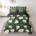 thumbnail image 2 of jejeloiu Modern Minimalist Style 7-Piece Bedding Comforter Set,Green Monstera White Lily King Bedding Sets For Kids Reversible, 2 of 8