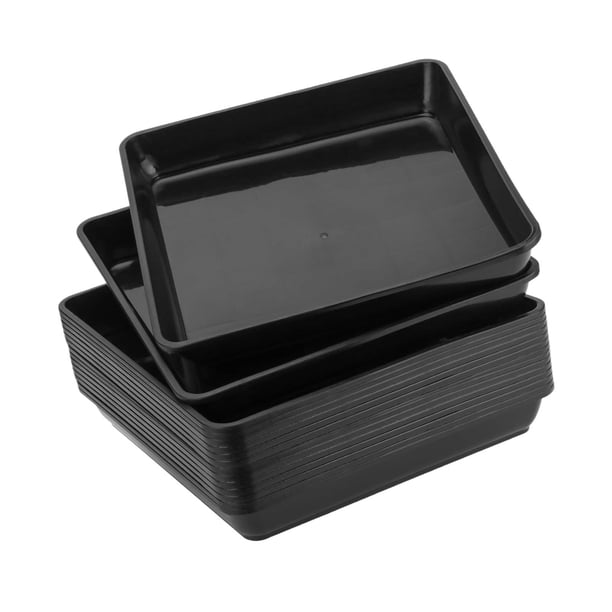 10 piezas de platillos para plantas, bandejas para plantas, bandejas de drenaje cuadradas y ligeras para macetas. Negro