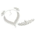 thumbnail image 4 of Boda Perla Corona Tiara Flor Collar y aretes de cristal de diamantes de imitación Conjuntos de joyería nupcial, 4 of 7