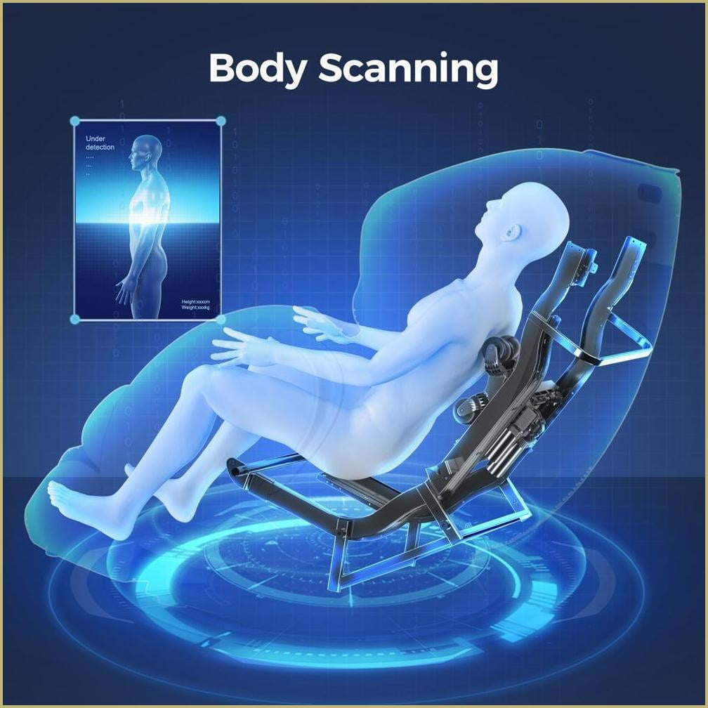 Massage Chairs, BOSSCARE 3D Zero Gravity Full Body Shiatsu Recliner with Voice & APP Control | Black | Leather