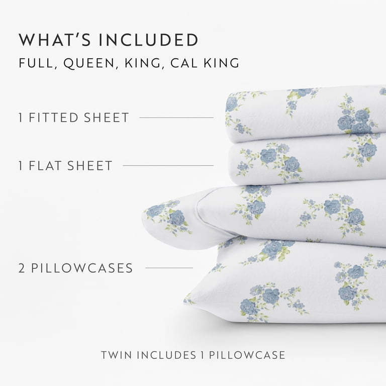 Comfort Canopy 100% Cotton Flannel Cal King Sheet Set, Rose Blue photo 4